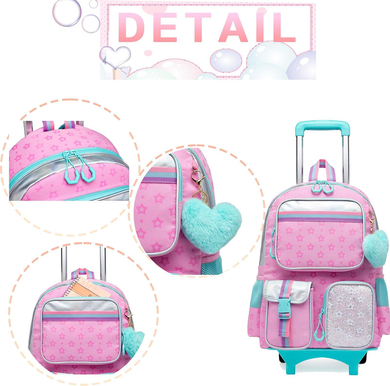 HTgroce Kinder Trolley Rucksack Schultasche Schulranzen Mädchen schultrolleys Schulrucksack Kinderko