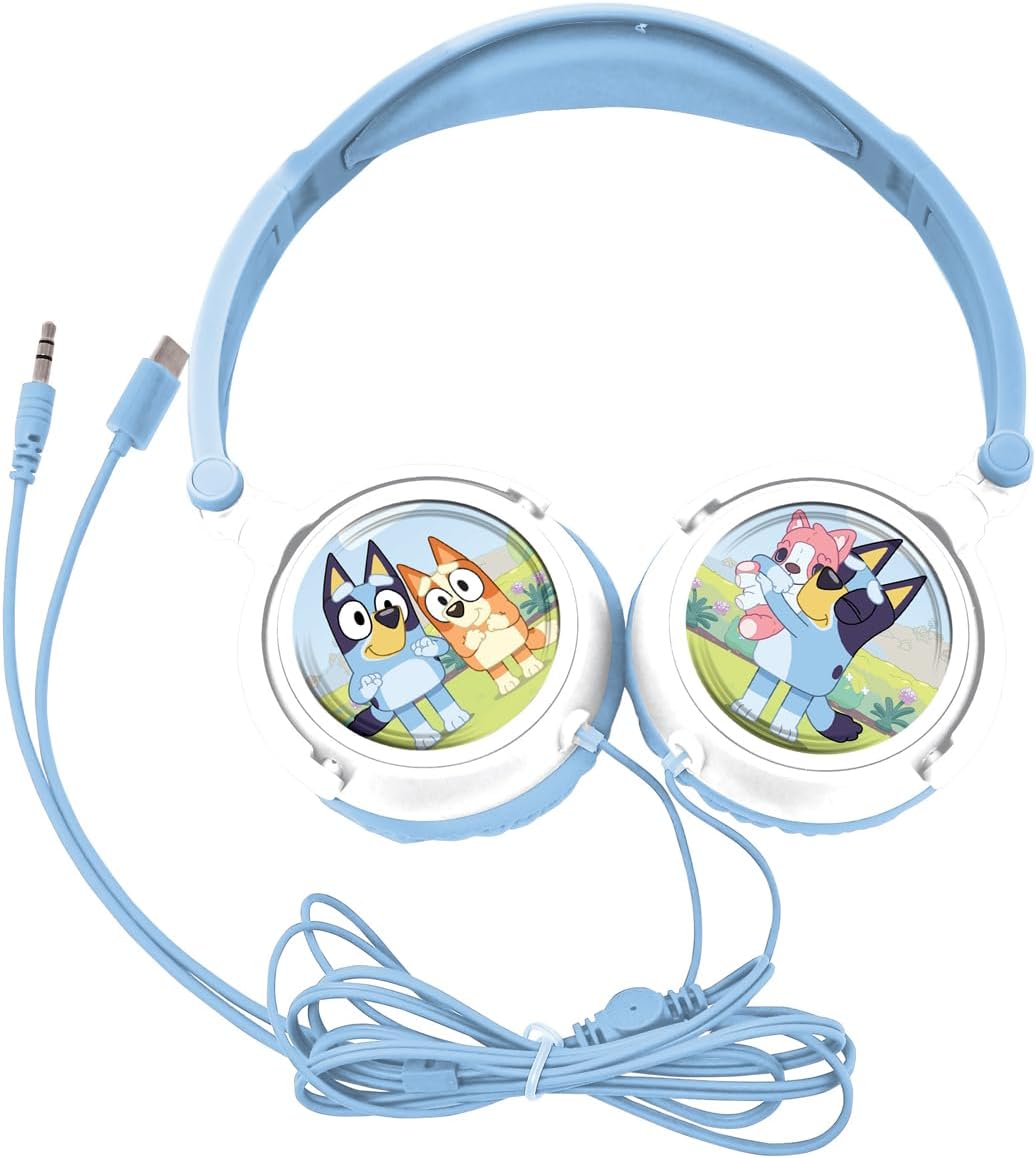 Lexibook, kabelgebundener Faltbarer Stereo-Kopfhörer mit Lautstärkebegrenzung Bluey, Blau, HP010BY,