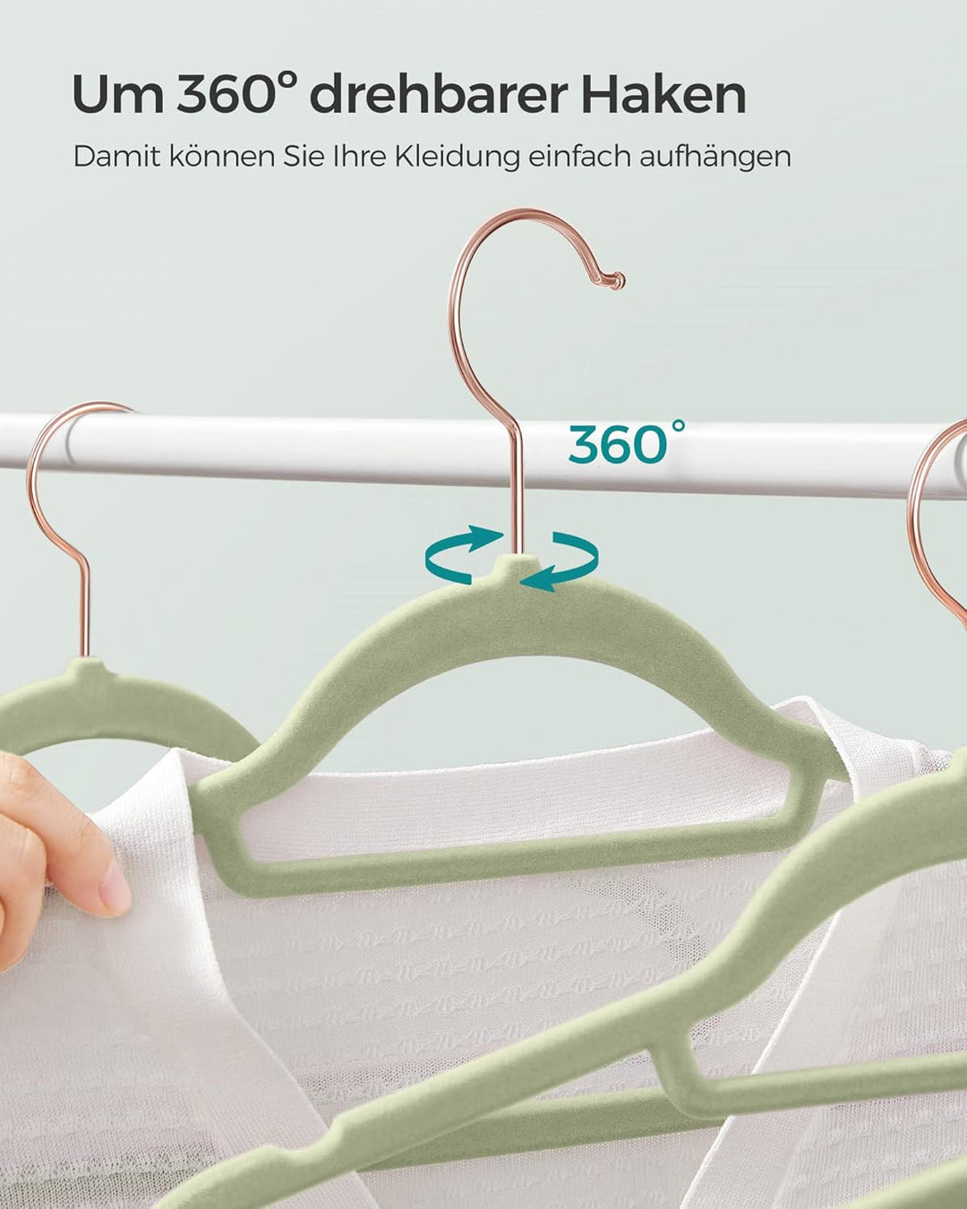 SONGMICS Kleiderbügel Samt, 50er Set, Bügel, rutschfest, kleine Stange für Krawatten, 360° drehbarer