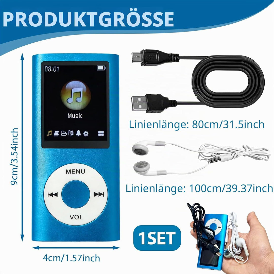 MP3/MP4-Player Musikplayer Unterstützt Bis zu 64 GB TF-Karte Tragbar HiFi-Musikplayer mit Kopfhörer