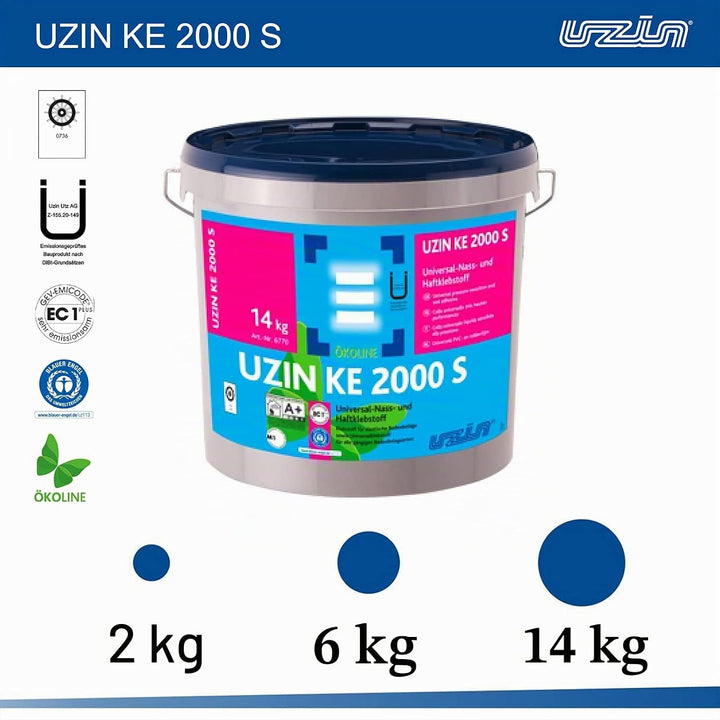 UZIN KE 2000 S Universal-Nass- und Haftklebstoff KLEBER für Vinyl- PVC Kraftvoll Universalklebstoff
