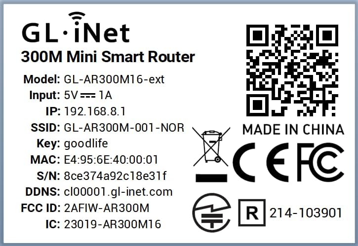 GL.iNet GL-AR300M16-Ext Mini Router with 2 dBi Outdoor Antenna, Wi-Fi Converter, OpenWrt Pre-Install