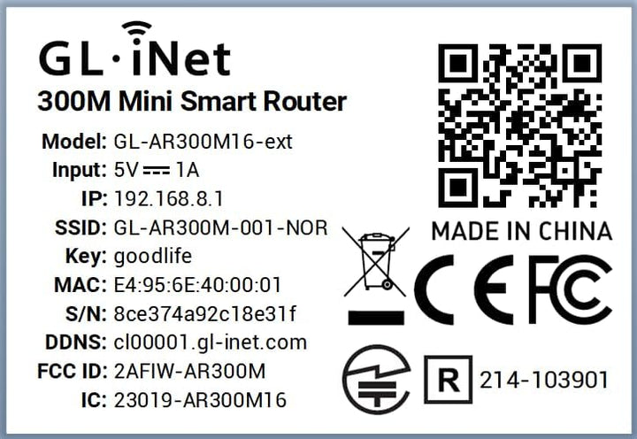 GL.iNet GL-AR300M16-Ext Mini Router with 2 dBi Outdoor Antenna, Wi-Fi Converter, OpenWrt Pre-Install