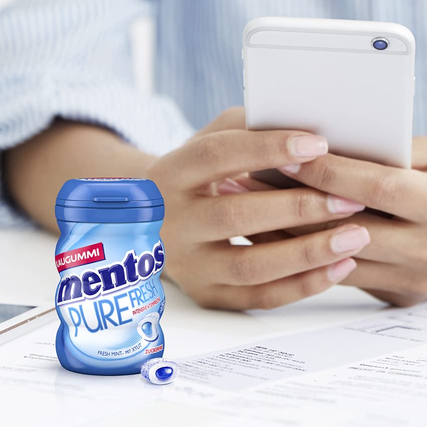Mentos Kaugummi Pure Fresh Mint, 6 Boxen zuckerfreie Chewing Gum Dragees mit Pfefferminz-Geschmack &