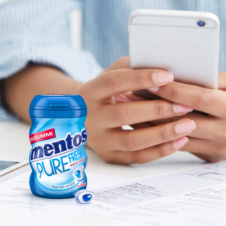 Mentos Kaugummi Pure Fresh Mint, 6 Boxen zuckerfreie Chewing Gum Dragees mit Pfefferminz-Geschmack &