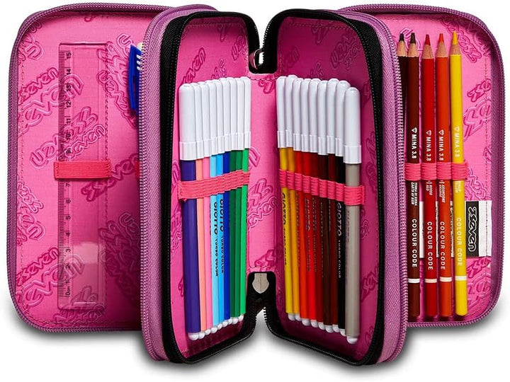 Seven Federmäppchen, Mäppchen, Mehrfarbig, Federtasche für Schreibwaren, Etui komplett mit Bleistift