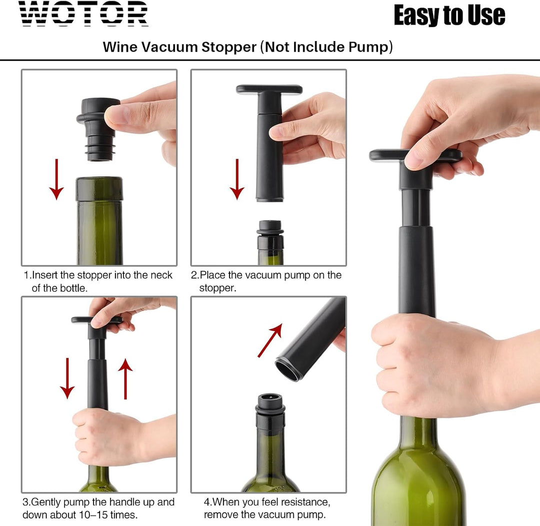 WOTOR Weinpumpe Vakuum Stopper, Weinflaschenverschluss, Hält Wein Frisch, 24 Stoppers, Schwarz, 24 S