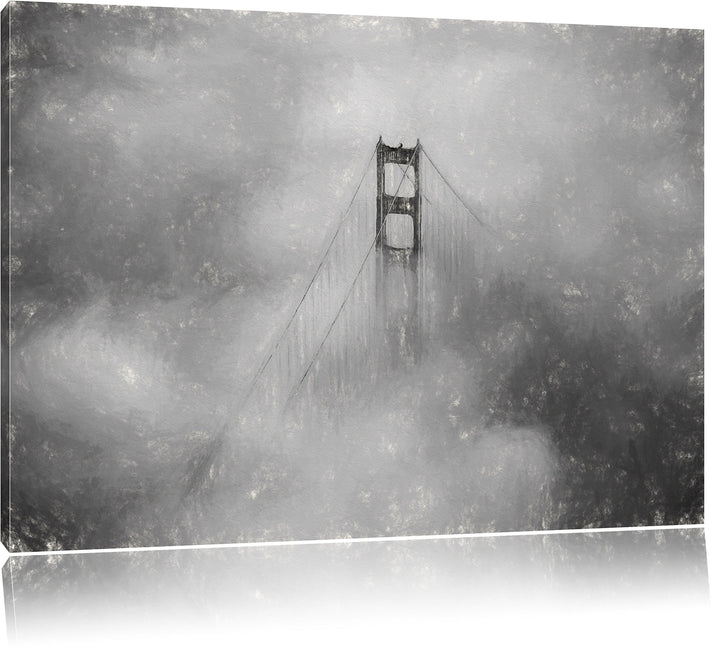 Pixxprint Golden Gate Bridge über den Wolken als Leinwandbild/Grösse: 100x70 / Wandbild/Kunstdruck/f