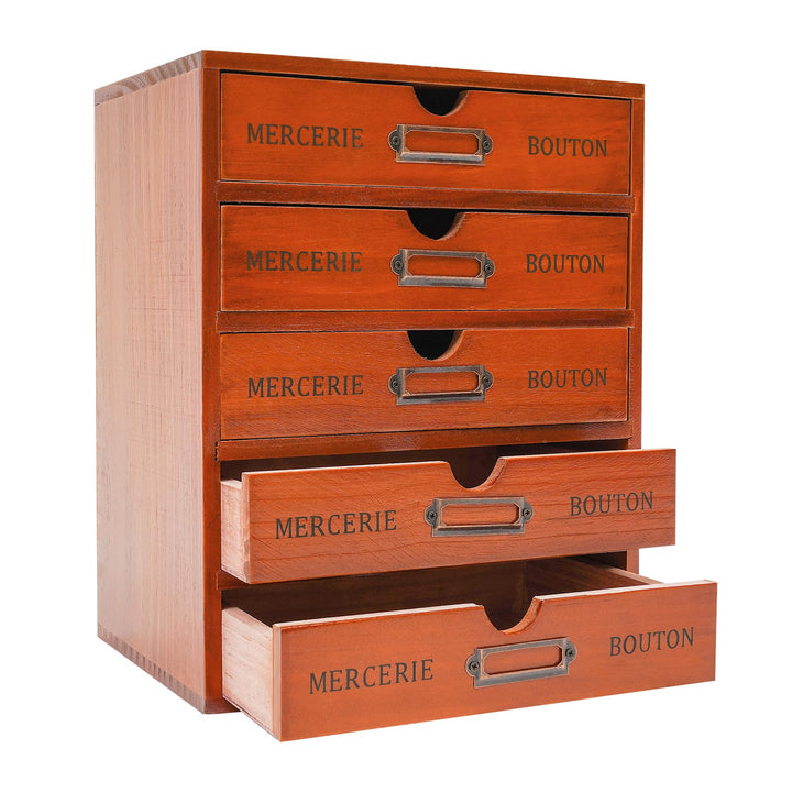 Desktop Schubladenbox Holz 5 Schubladen Kommode Französischen Vintage Stil Schubladencontainer Ablag