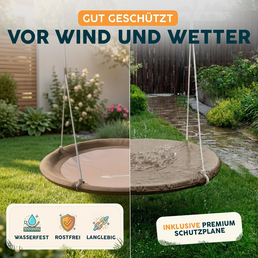 Nestschaukel Outdoor - [inkl. Abdeckhaube] - TÜV/GS geprüft - Höhenverstellbare Schaukel Outdoor und