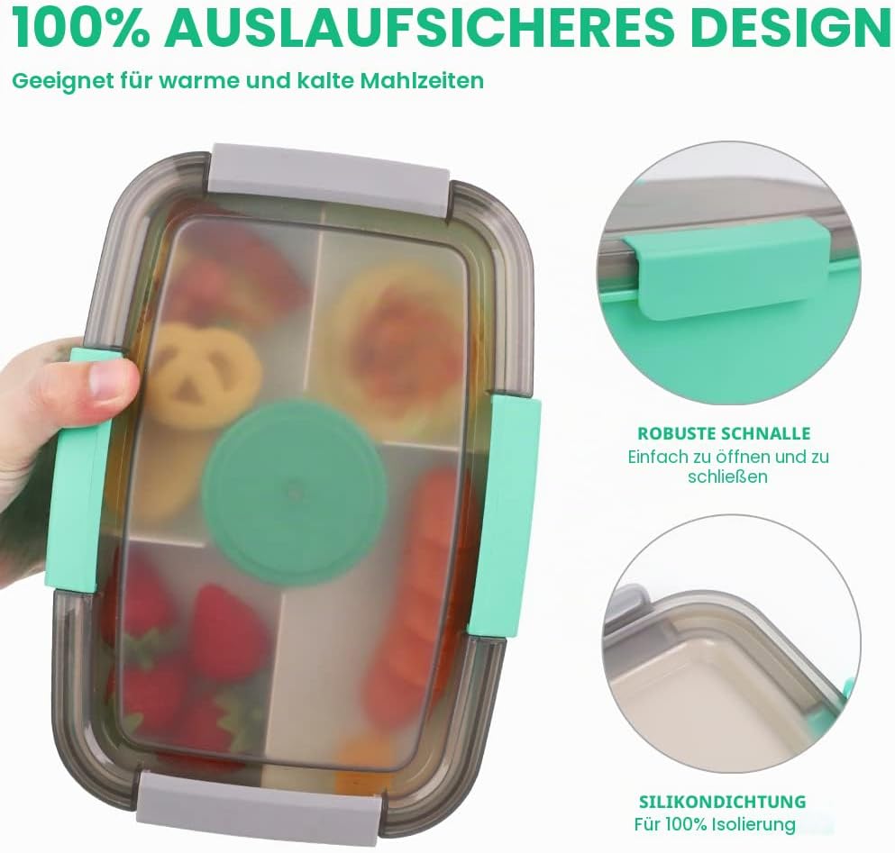 Bugucat Lunchbox Erwachsene 2000ML,Auslaufsichere Brotdose Erwachsene Bento Box mit Fächern für Kind