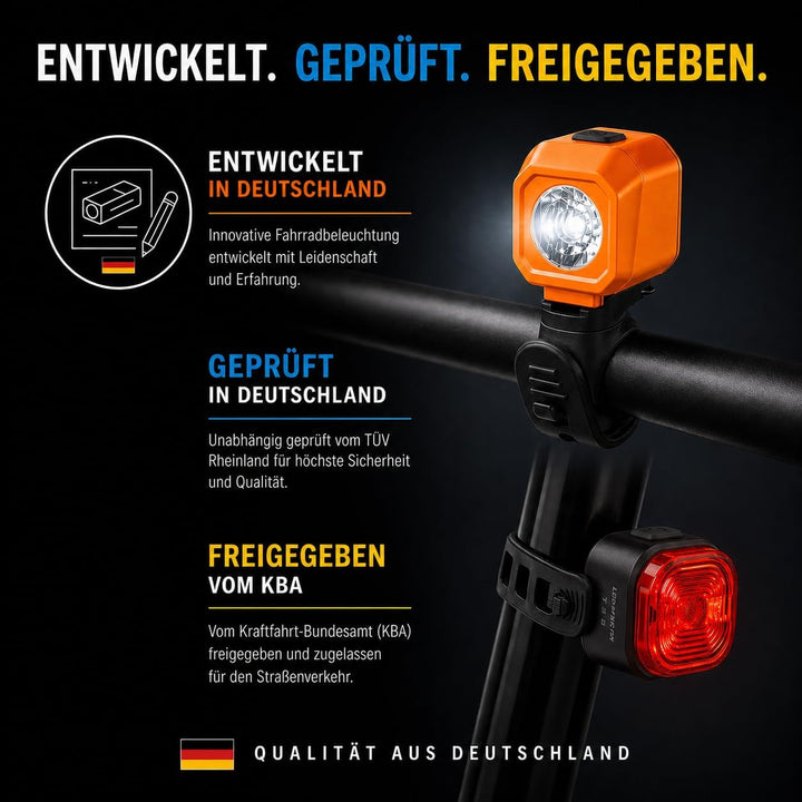 LED-MARTIN KIDDI Fahrradlicht Set, StVZO zugelassen, für Kinderfahrräder, Elektroroller & Laufräder,