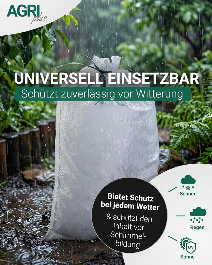 AGRIplus Gewebesäcke 100 Stück I 500 x 800 mm I Bändchengewebesäcke aus Polypropylen I Säcke mit sta