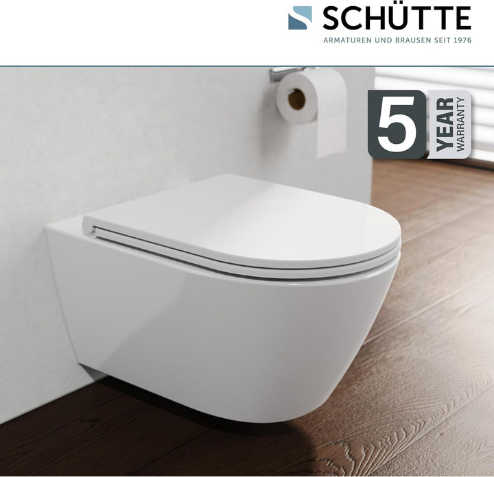WC-Sitz mit Absenkautomatik TÜV-geprüft | Abnehmbarer Klodeckel aus bruchsicherem Material D-Form, D