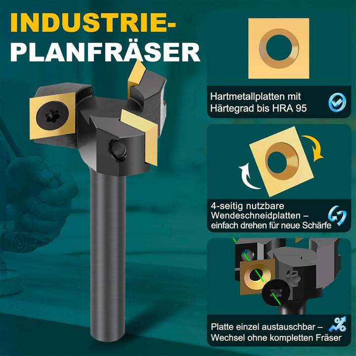 BALUGAEA Planfräser 8mm Schaft Durchmesser 35 mm Hobelfräser Holz Abflachfräser mit TiN-besch Hartme
