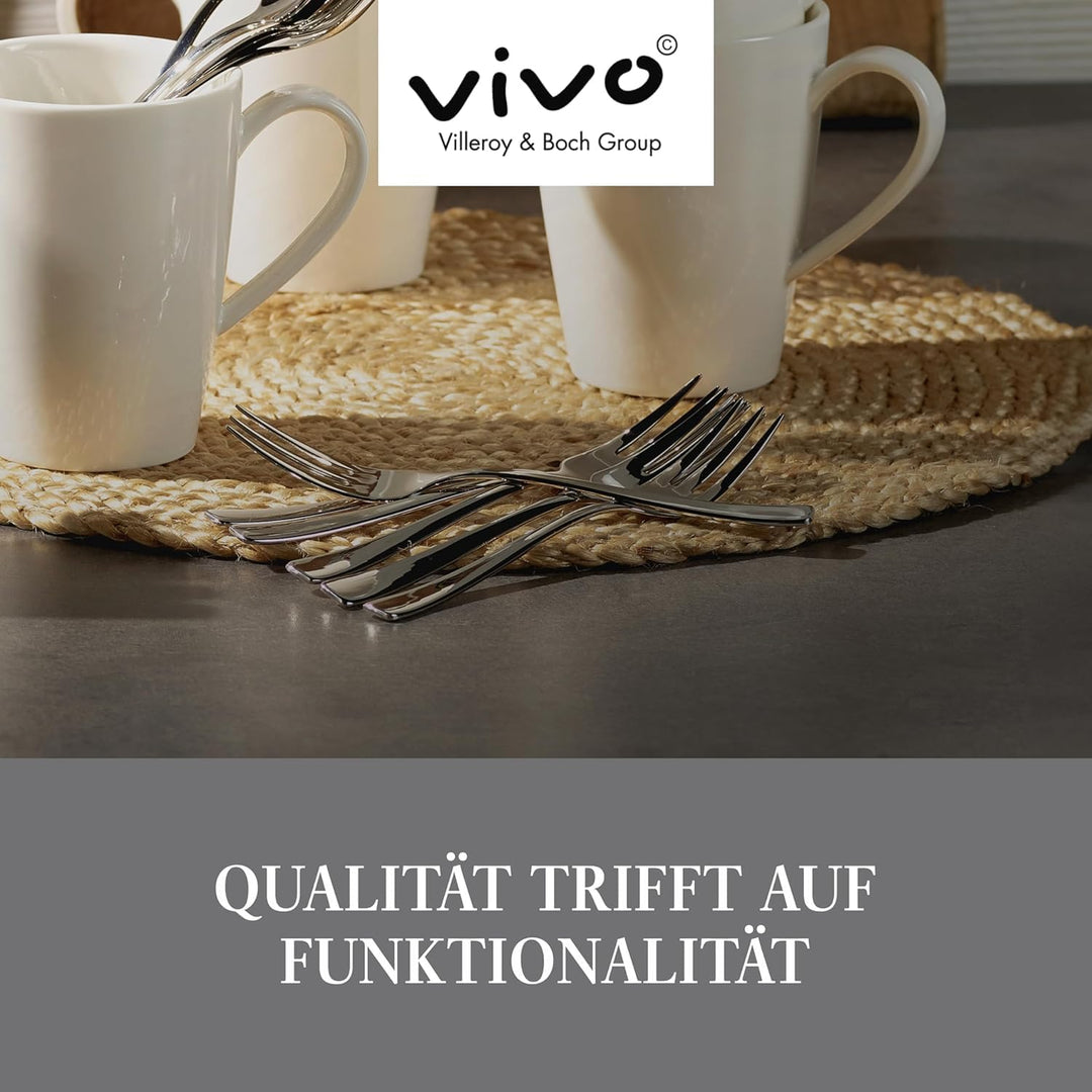 vivo by Villeroy und Boch Group - Voice Basic Tafelbesteck, 60-tlg., für bis zu 12 Personen, Edelsta
