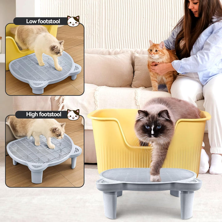 Verstellbare Katzen Rampe für Katzentoilette, Erhöhte Katzentoilette Stufe, Doppelte Katzenstreufall