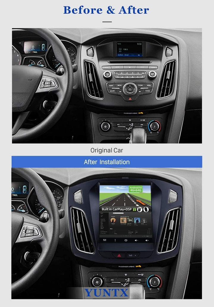 YUNTX Android 10 Autoradio Passt für Ford Focus (2010-2014) - [2G+32G] - KOSTENLOSE Rückenkamera & C