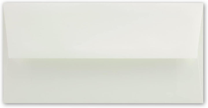 50 Stück DIN Lang Vintage Briefumschläge, Büttenpapier, 11 x 22 cm, Weiss halbmatt hochwertige Brief