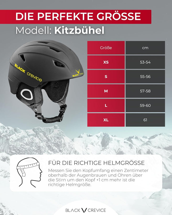 Black Crevice Skihelm Kitzbühel, 9, 5 Grössen, BCR143764 (Schwarz/Gelb, XL)