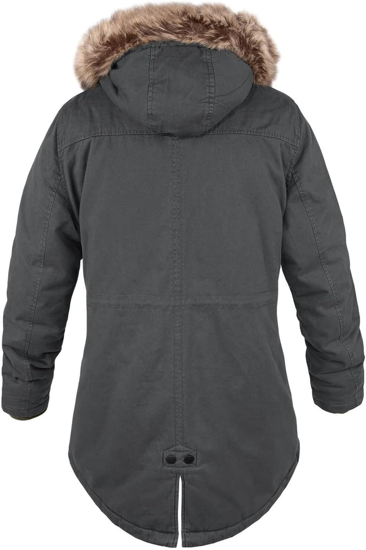 bw-online-shop Ladies Fishtail Winterparka mit Teddyfutter Parka Jacke Wintermantel XS Anthrazit, XS