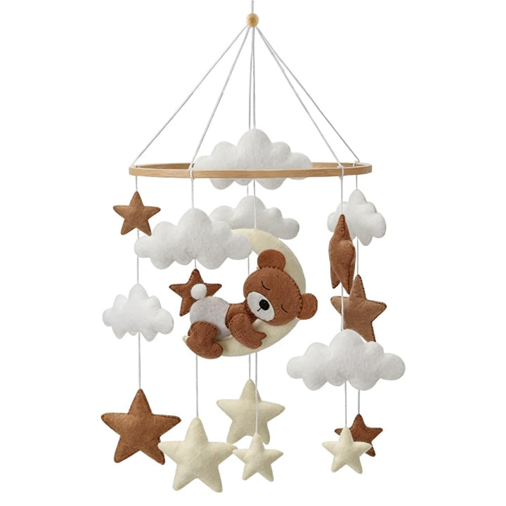 Baby Mobile, Bär Mobile Babybett Filz, Mobile Kinderbett Bettglocke Windspiele, Weisse Wolken und St