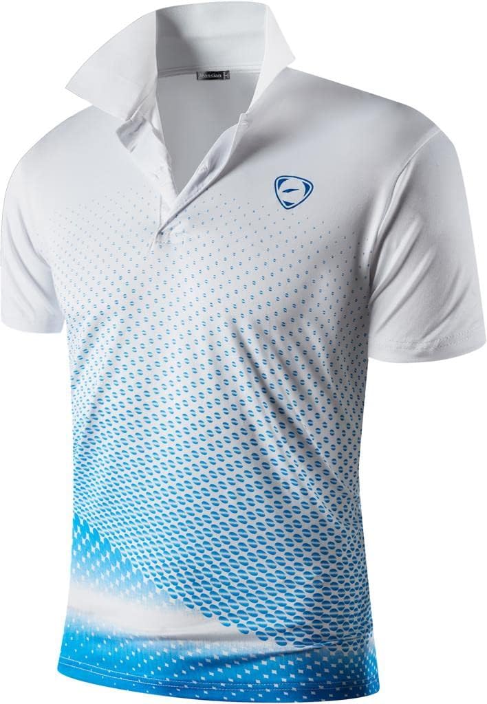 Jeansian Herren Kurzarm Passform Sport Polo Tee Shirts T-Shirts Tops Poloshirt Golf Tennis Picklebal