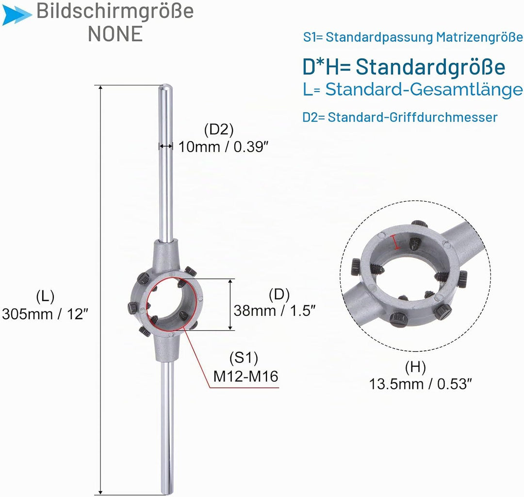 Gewindeschneider mit Schneideisenhalter Set, M16x1.5 Gewindeschneideisen &amp; Passendes 38mm Aussendurc