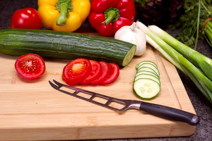 Premium Bambus Schneidebrett mit Saftrille [39,5x28x3cm] Doppelseitig Extra dickes Bambus Schneidebr