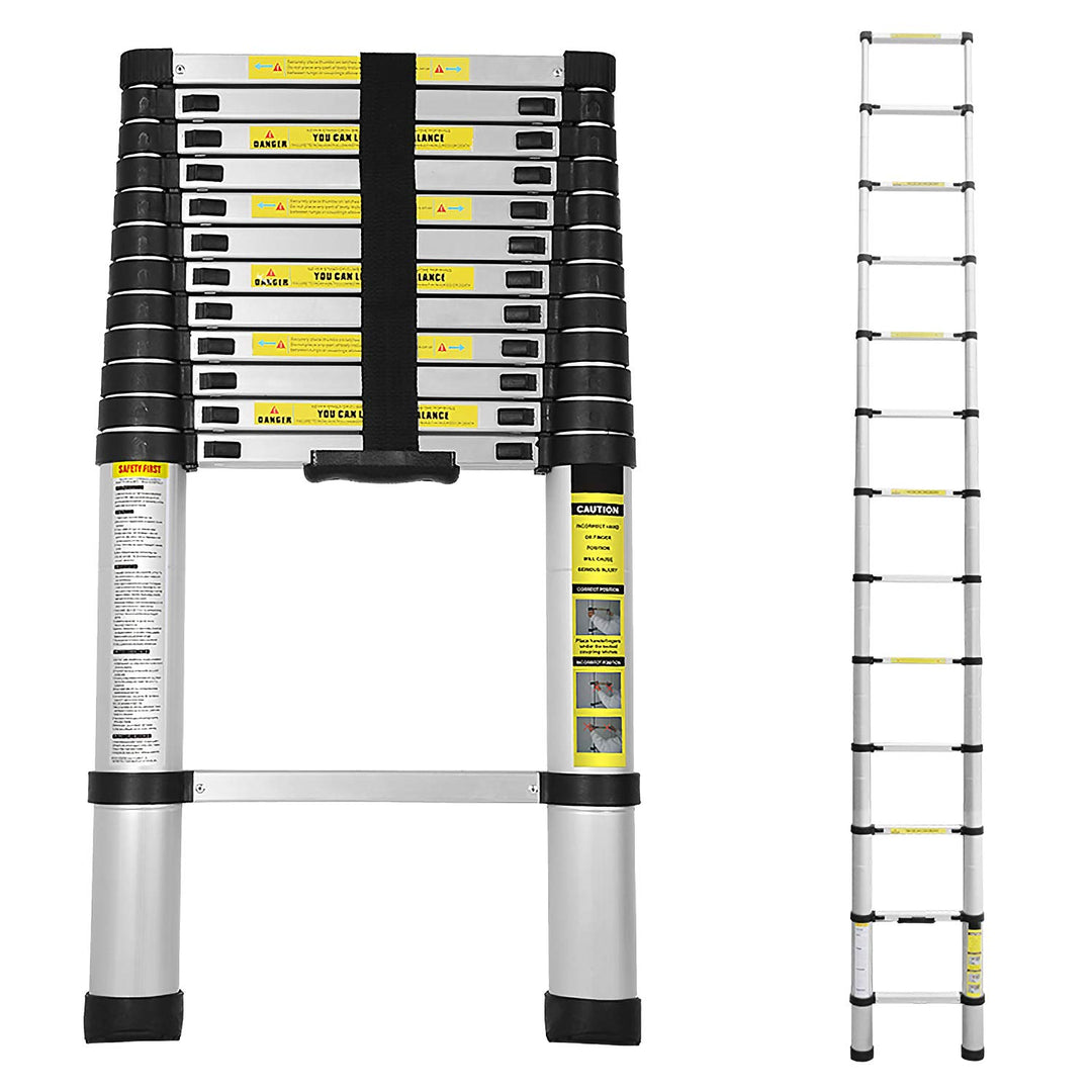 Eulenke 3,8M Teleskopleiter, Rutschfester Mehrzweckleiter 150 kg Belastbarkeit, Aluleiter Haushaltsl