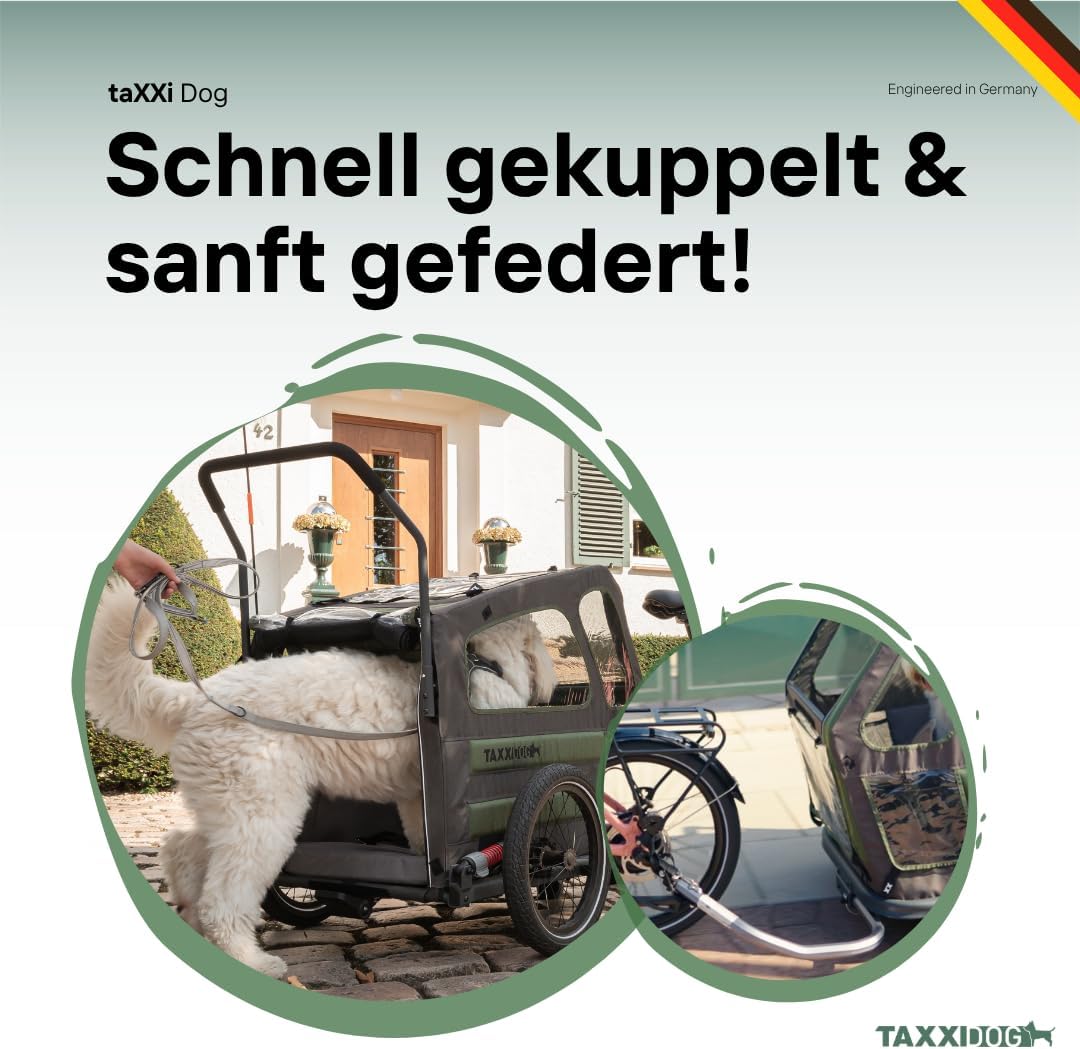 TAXXI Dog M Hundeanhänger für Fahrrad – Stabiler Fahrradanhänger für Hunde bis 40kg – mit Einstieg v