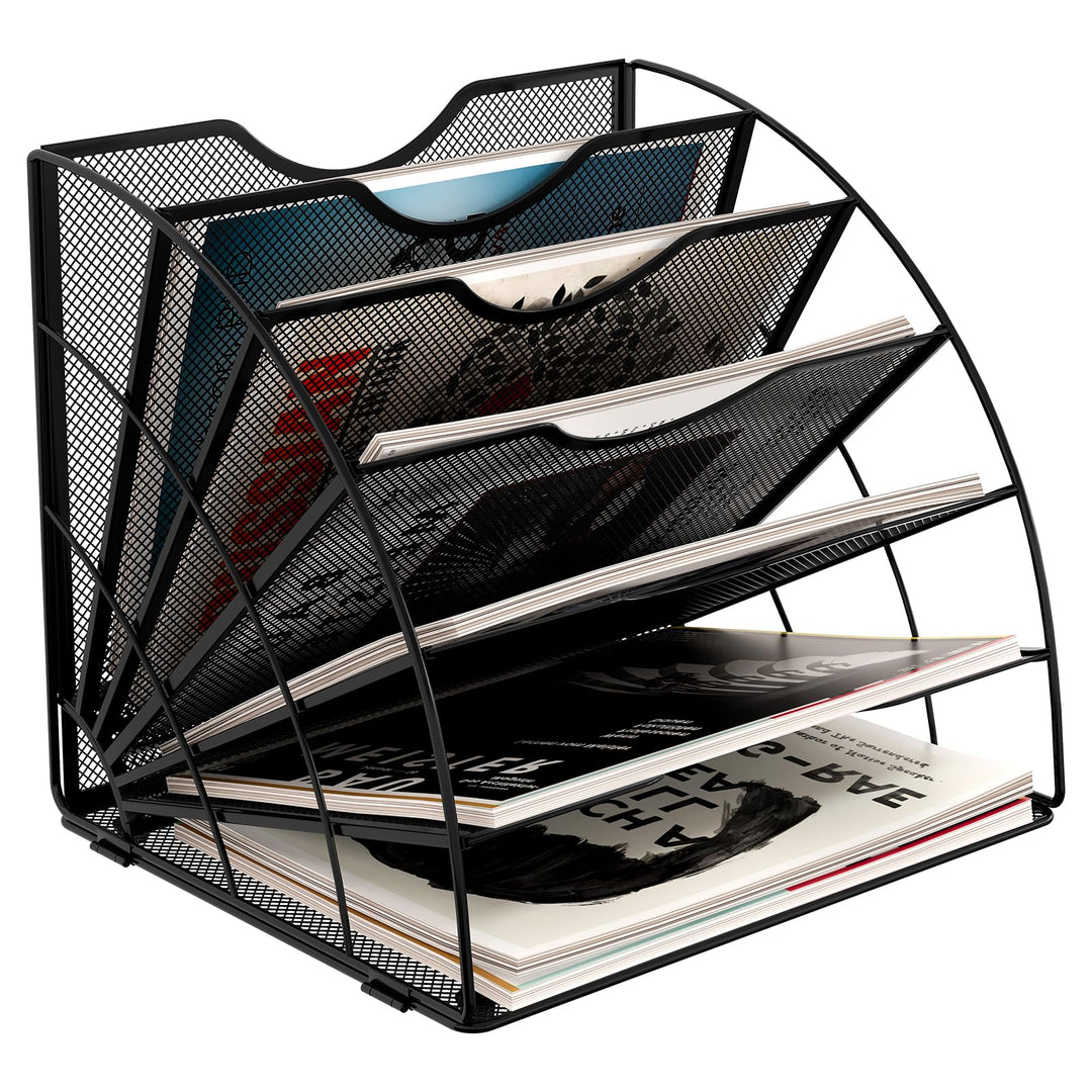 EasyPAG 6 Fächer Fächerförmig A4 Metall Büro Schreibtisch Organizer Dokumentenhalter Aktenablage Zei