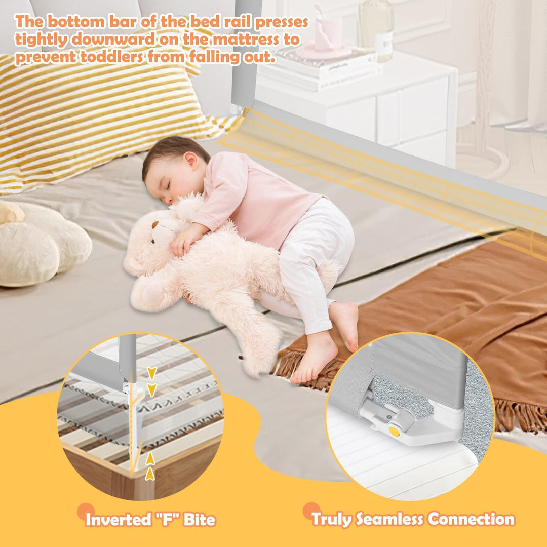 Fiqops Bettgitter Rausfallschutz Klappbar 150cm und 180cm,Bettschutzgitter faltbar Kinderbettgitter