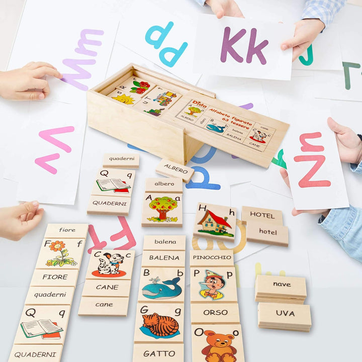 Dida - Das Alphabet Für Kinder Aus 63 Holzteilen. Bilder, Buchstaben Und Wörter Der Italienischen Sp