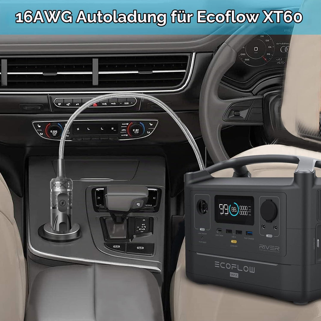 KFD XT60 KFZ-Ladekabel Auto Ladegerät für Ecoflow Delta 2 River Tragbare Powerstation, ALLPOWERS R15