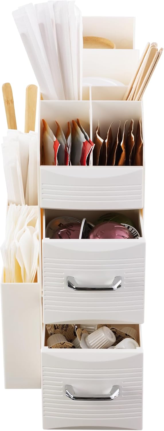 Navaris Kaffee und Tee Organizer Set - Aufbewahrungsbox Kaffeezubehör Zuckersticks Kaffeesahne - Tee