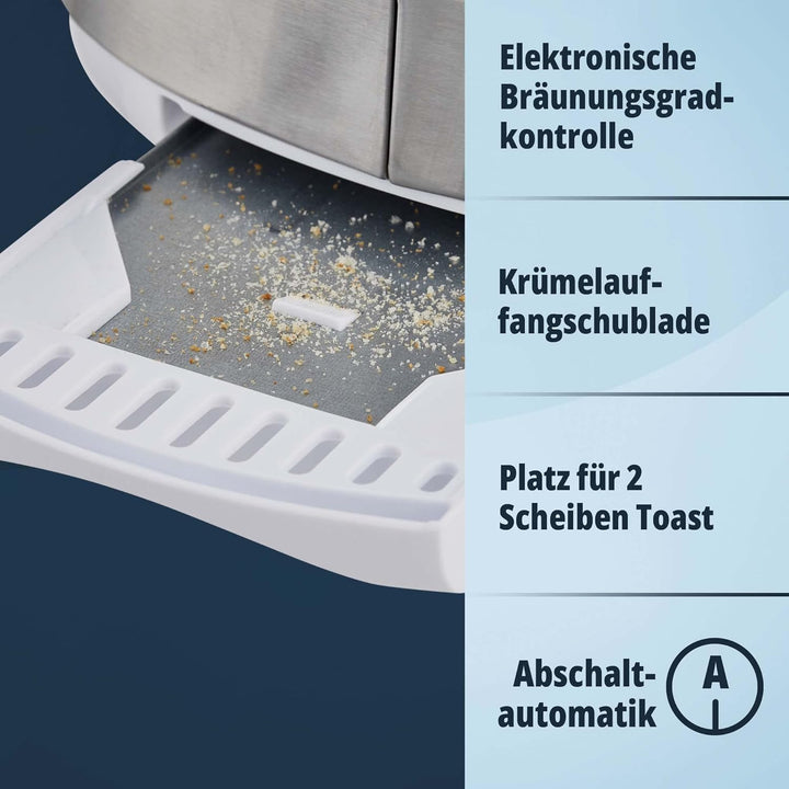 KHG Toaster TO-857 WE2 | Toaster 2 Scheiben mit Brötchenaufsatz | 7 Bräunungsstufen mit Bräunungskon