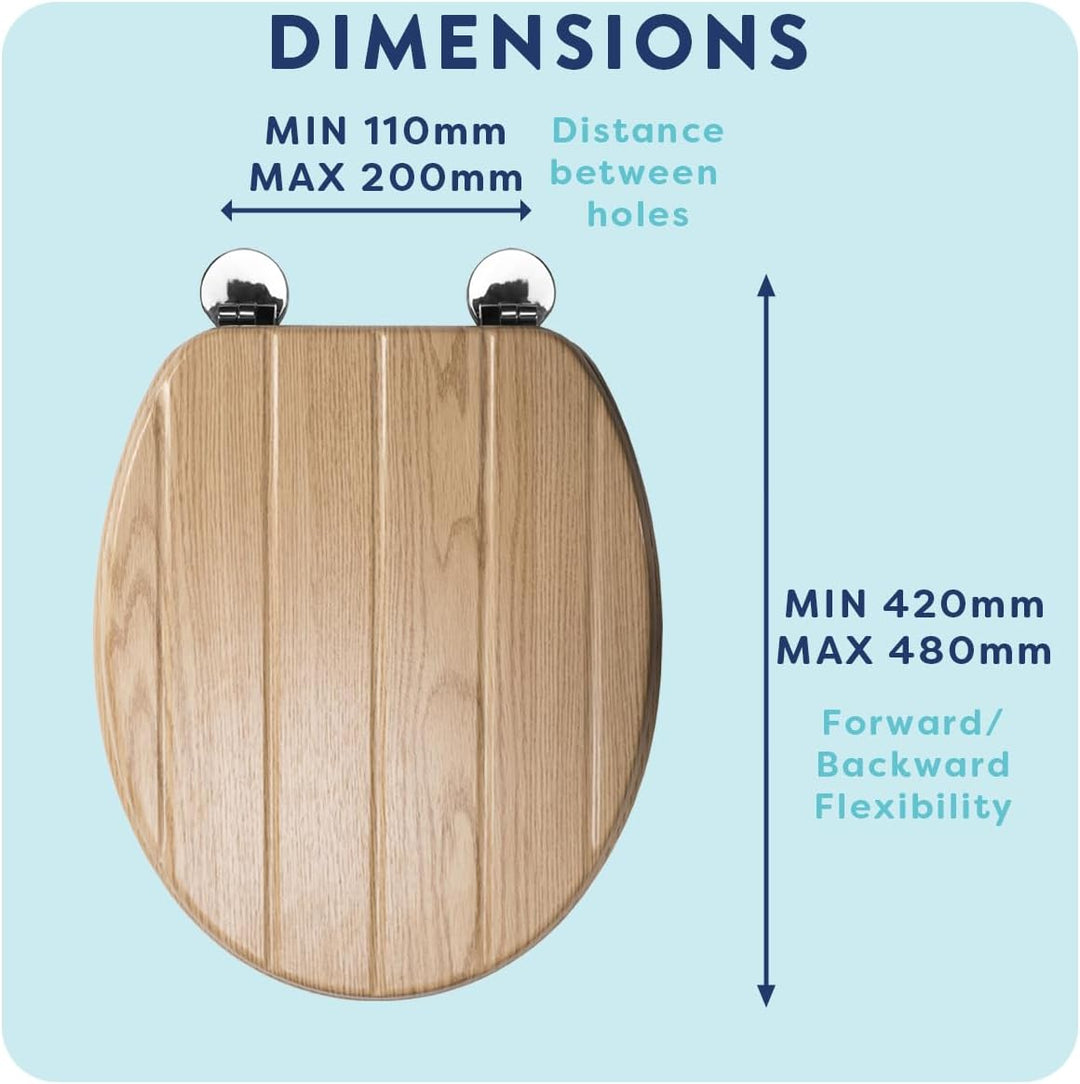 Croydex WL602176H Flexi-Fix Geneva Always Fits Never Slips antibakterieller WC-Sitz, Holz, Feder und