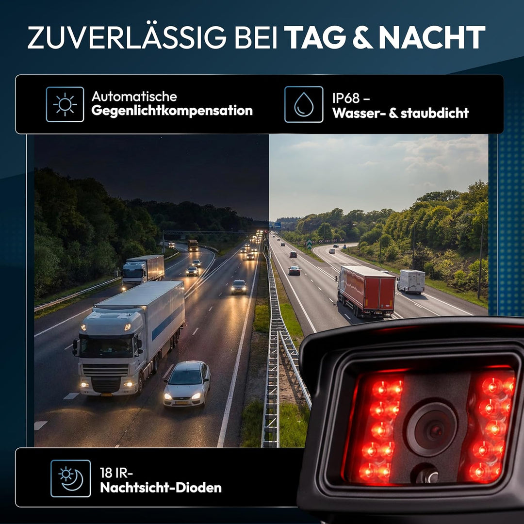 VSG24 24504 Rückfahrkamera 7" Transporter-Set Transit inkl. 2X Kamera, Monitor, Kabel - Wasserdicht