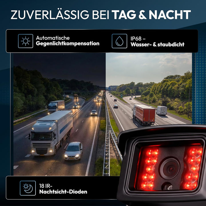 VSG24 24504 Rückfahrkamera 7" Transporter-Set Transit inkl. 2X Kamera, Monitor, Kabel - Wasserdicht