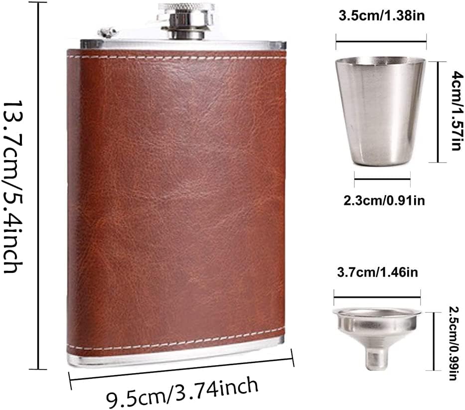 Flachmann, Tragbarer Flachmann aus Metall, 8oz Edelstahl Schnapsflasche, Outdoor Flachmann Trinkbech