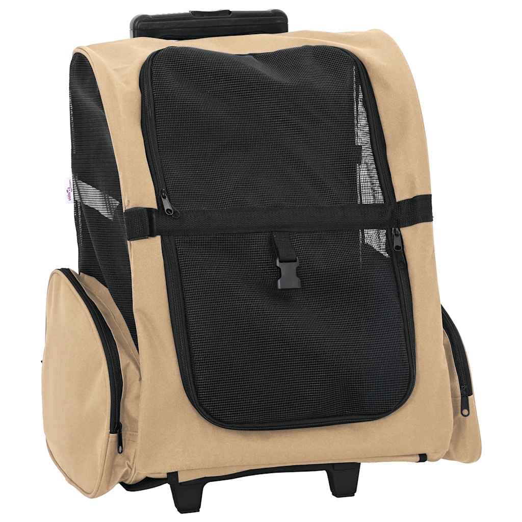 vidaXL Trolley für Haustiere 3-in-1 Sandfarbe 48x32x(57-106) cm cm Oxford-Gewebe, Sandfarbe