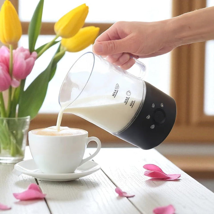 Basilico® Elektrischer 4-in-1 Milchaufschäumer 500W heiss & kalt – mit 4 Funktionen, perfekt für Lat