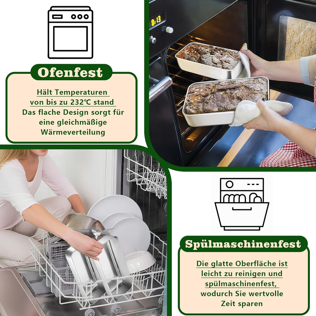 Joyfair Brotbackform 2er Set, 31,2cm Edelstahl Gross Kastenform Brotform, 7,5cm Tiefe Backform Recht