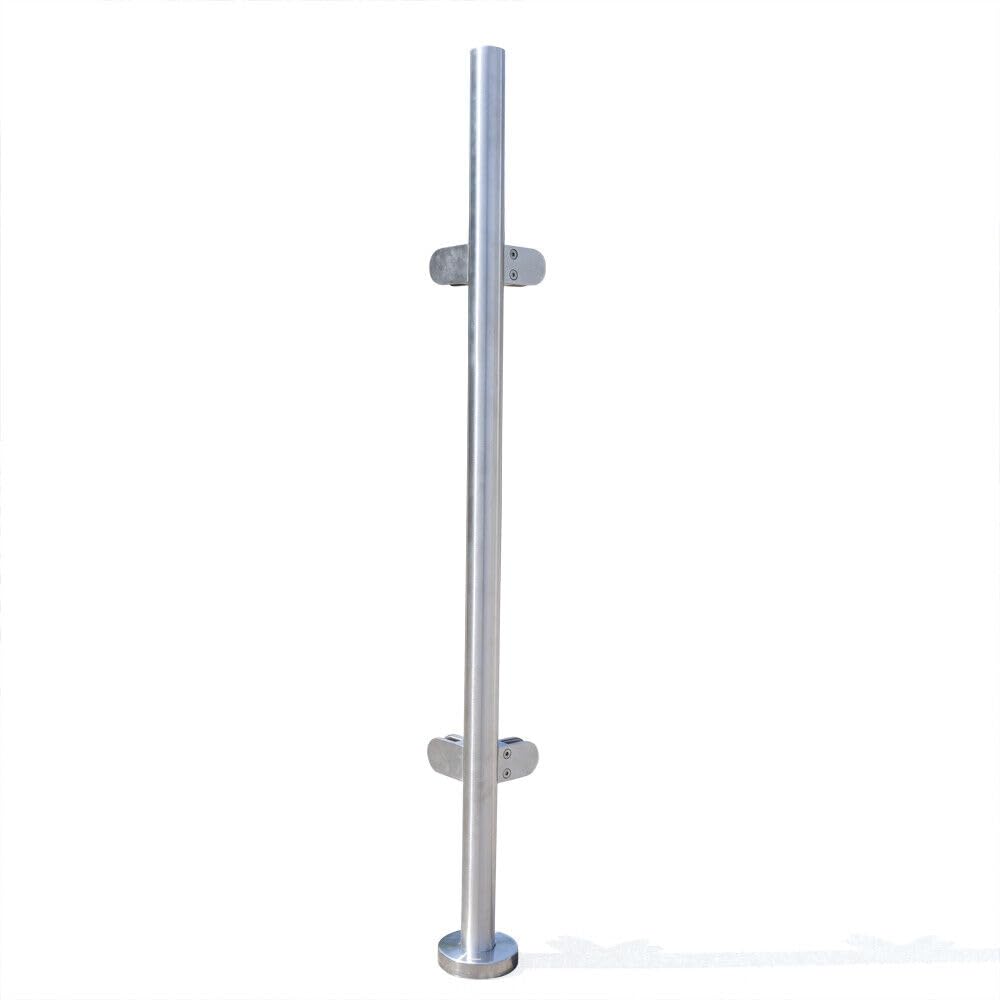 Treppengeländer 110 cm, Geländerpfosten aus Glas, Geländerpfosten, Glashalter Edelstahl, Balkongelän