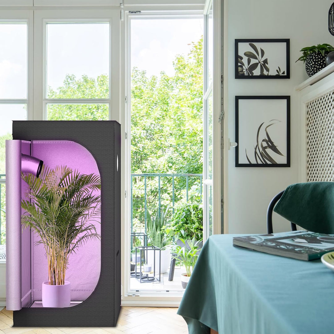 Growzelt 80x80x160 cm Grow Tent mit Reflektierende Mylar Lichtdicht Wasserdicht Zuchtzelt Growroom G