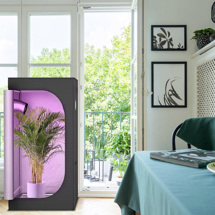 Growzelt 80x80x160 cm Grow Tent mit Reflektierende Mylar Lichtdicht Wasserdicht Zuchtzelt Growroom G