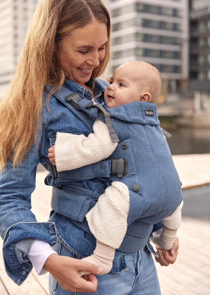 BabyBjörn Babytrage Harmony, Gewebt Melange, Blau Gewebt Melange Blau, Gewebt Melange Blau