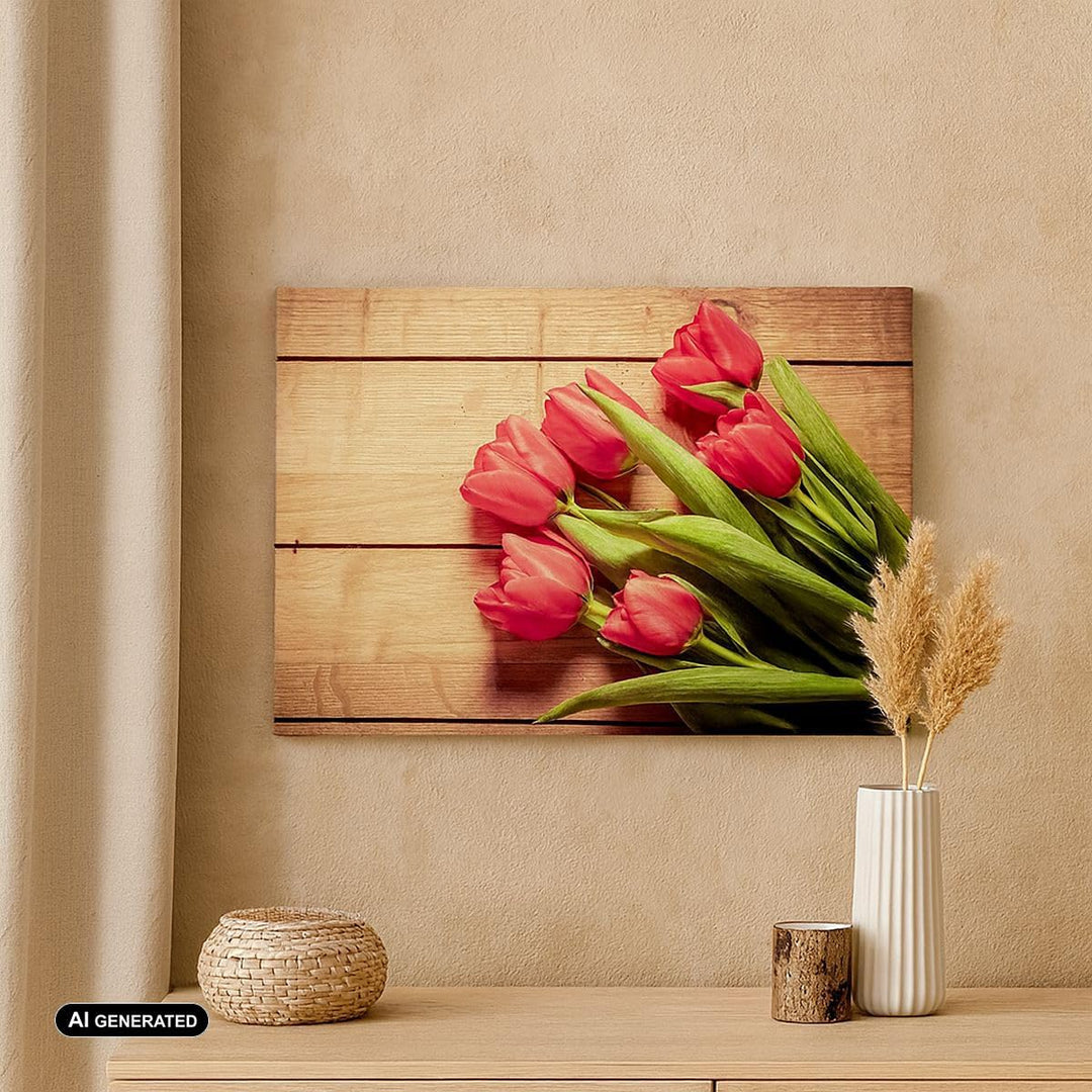 Bilder auf Leinwand Tulpen Blumenstrauss Sommer Garten Leinwandbild 70x50cm Wandbilder Dekoration Wo