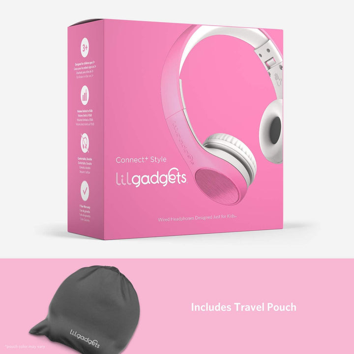 LilGadgets Die kabelgebundenen Connect+ Style-Kopfhörer für Kinder in Pink sind kinderfreundliche, F